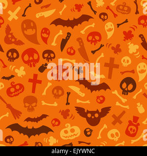 Simboli di Halloween Seamless Pattern Orange Foto Stock