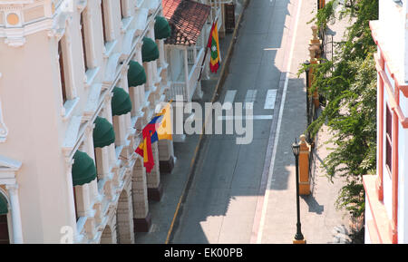 Centro storico della città. Cartagena Colombia facciata. luminose street Foto Stock