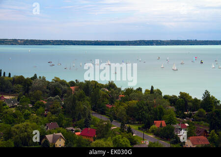 La 46th Blue Ribbon nave a vela gara sul Lago Balaton in Ungheria nel 2014 Foto Stock