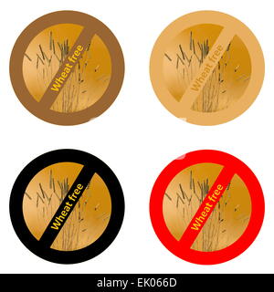 Quattro adesivi per il frumento prodotti gratuiti in sfondo bianco Foto Stock
