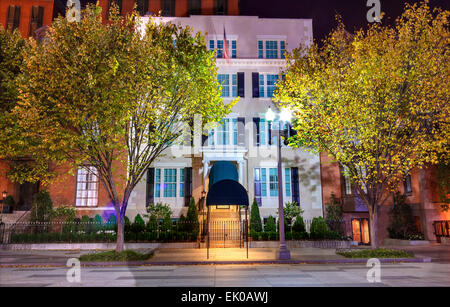 Blair House Building Seconda Casa Bianca Notte di Washington DC. Presidenti eletti prima inaugurazione live a Blair House Foto Stock