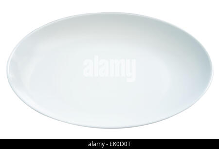 Vuoto piastra bianca isolata su sfondo bianco Foto Stock
