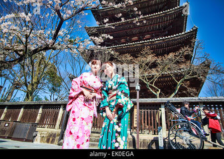 Kyoto, Giappone - 28 Marzo 2015 : Kiyomizu-dera nel tempio di Kyoto, Giappone Foto Stock