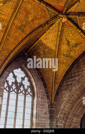 Soffitto e finestra, Chester Cathedral Foto Stock