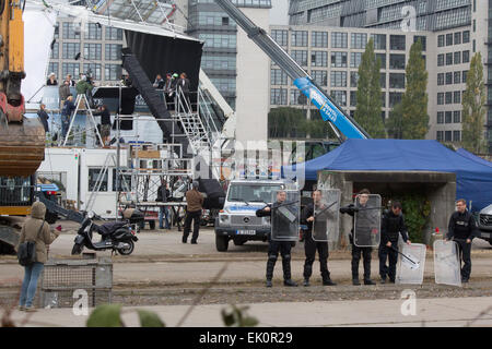 Sul set del film 'Der Nanny' a Mediaspree a Berlino con: atmosfera Dove: Berlino, Germania Quando: 30 Set 2014 Foto Stock