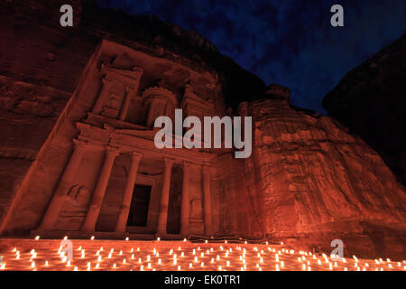 Petra di notte, Giordania Foto Stock