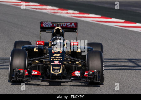 Autista Romain Grosjean. Il team Lotus F1. Formula Uno giorni di test sul Circuito de Catalunya. Montmelo, Spagna. Febbraio 28, 2015 Foto Stock