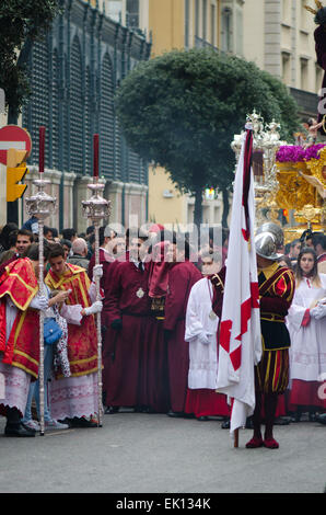 Processione religiosa, la settimana santa, Semana Santa, Malaga, Andalusia, Spagna. Foto Stock