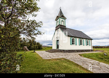 Chiesa a Thingvellir Parco Nazionale di Islanda Foto Stock