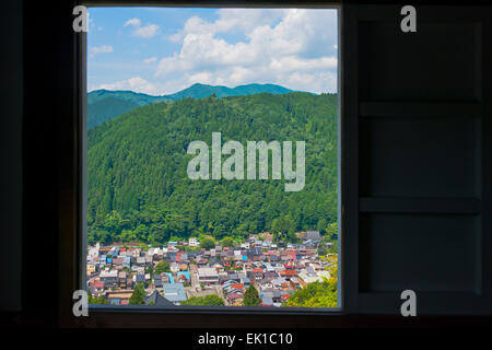 Vista di Gujo Hachiman cityscape, Prefettura di Gifu, Giappone Foto Stock