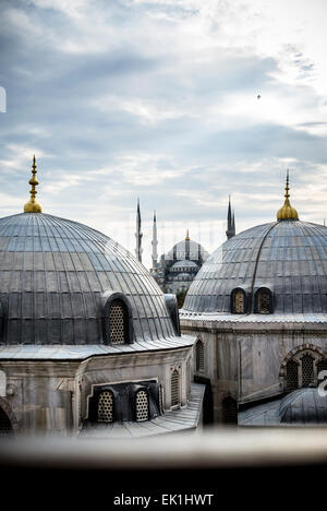 Vista della Moschea Blu da Hagia Sophia Foto Stock