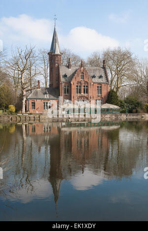 Minnewater (Lago di amore) Bruges, Belgio Foto Stock