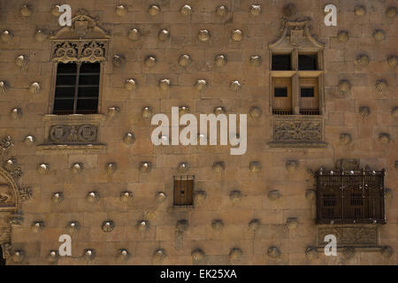 Dettaglio della facciata della Casa de las Conchas. Salamanca. Spagna Foto Stock