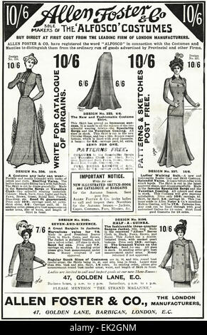 1900s vittoriano rivista pubblicitaria advert Novembre 1900 womens fashion da Allen Foster & Co di Londra Foto Stock