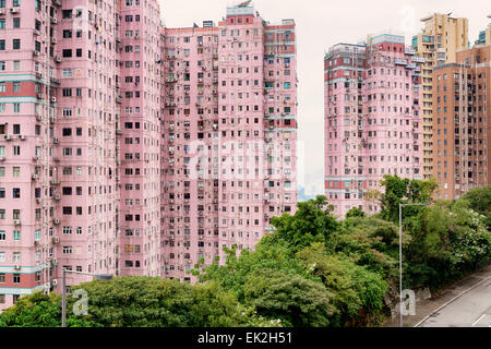 Edificio di appartamenti in Hong Kong. Foto Stock