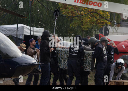 Sul set del film 'Der Nanny' in Alt Stralau. Dotato di: atmosfera Dove: Berlino, Germania Quando: 02 Ott 2014 Foto Stock