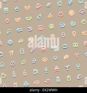Colore inclinato modello senza cuciture con corsa cibo icone. Modello modificabile in campioni. I tracciati di ritaglio inclusi in ulteriori jpg fo Foto Stock