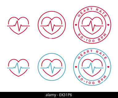 Vettore di frequenza cardiaca in icone di stile lineare Foto Stock