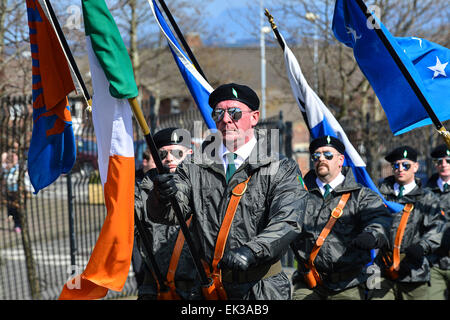 Londonderry, Irlanda del Nord. 6 Aprile, 2015. Il colore delle parti al 32 County movimento Sovranità commemorazione del 1916 Irish Pasqua in aumento. Credito: George Sweeney/Alamy Live News Foto Stock