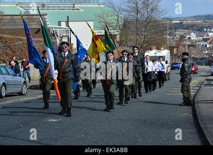 Londonderry, Irlanda del Nord. 6 Aprile, 2015. Il colore delle parti al 32 County movimento Sovranità commemorazione del 1916 Irish Pasqua in aumento. Credito: George Sweeney/Alamy Live News Foto Stock