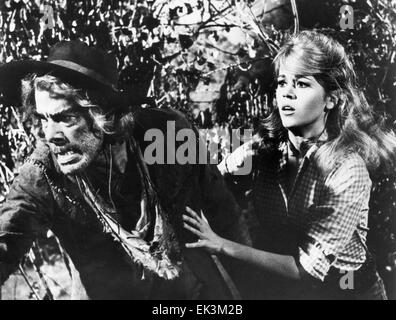 Lee Marvin, Jane Fonda, sul set del film 'Cat Ballou', 1965 Foto Stock