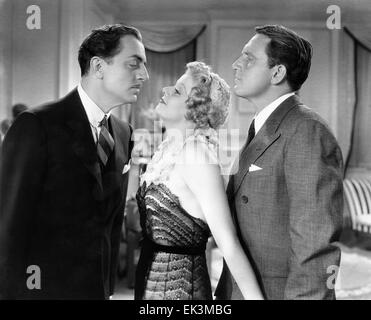 William Powell, Jean Harlow, Spencer Tracy, sul set del film 'Libeled Lady', 1936 Foto Stock