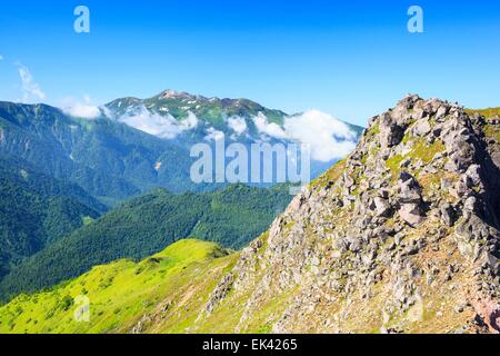 Mt. Norikura visto da Mt. Yakedake, Giappone Alpi Foto Stock