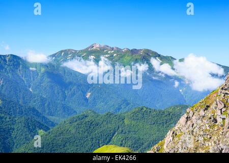 Mt. Norikura visto da Mt. Yakedake, Giappone Alpi Foto Stock