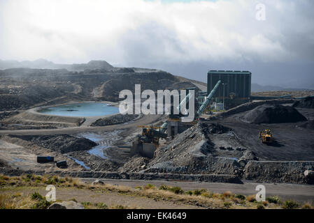Il lavaggio del carbone e impianto di trasformazione opera a Stockton miniera di carbone vicino a Westport, Nuova Zelanda Foto Stock