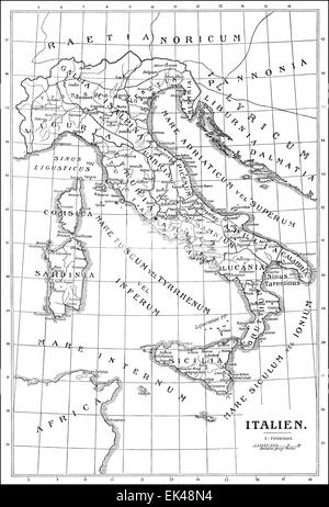 Mappa storica dell'Italia, Foto Stock