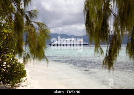 L'Australiano-basato expedition cruiser Orion si erge dalla off Kennedy Island mentre i passeggeri possono usufruire di una visita all'isola. Foto Stock