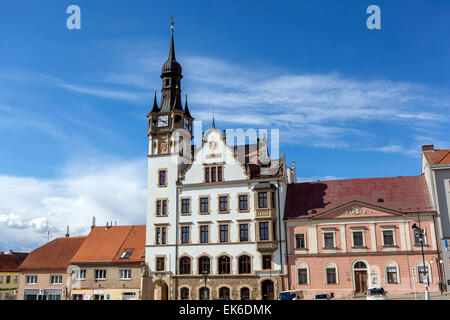 Town Hall, Hustopece, southern Moravia Repubblica Ceca Foto Stock