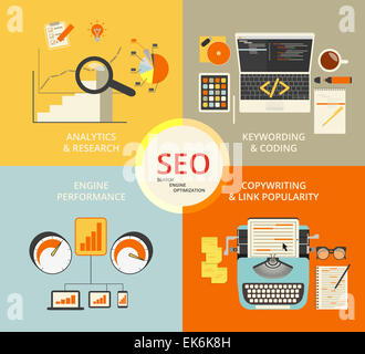 Infografico concetto piatta illustrazione di SEO Foto Stock