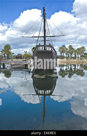 Wharf del Caravelle, il museo in Palos de la Frontera, in provincia di Huelva, comunità autonoma di Andalusia, Spagna. Foto Stock