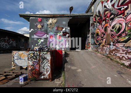 Il Aerosol-Arena, più grande della Germania Hall of Fame,situato in una vecchia zona industriale della ex RDT. Magdeburg, Germania. Foto Stock