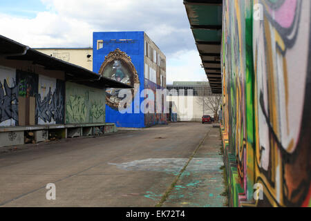 Il Aerosol-Arena, più grande della Germania Hall of Fame,situato in una vecchia zona industriale della ex RDT. Magdeburg, Germania. Foto Stock