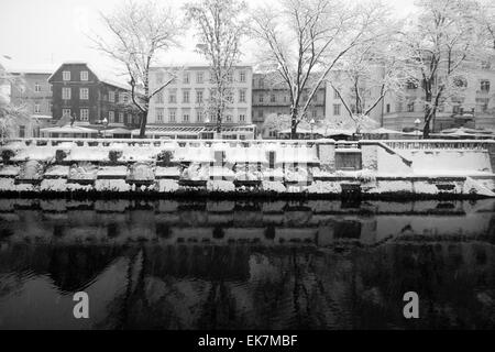 Nevicava in Ljublana Foto Stock