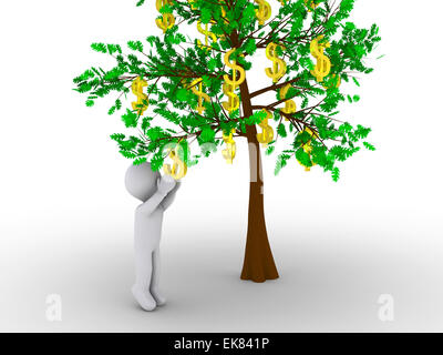 Persona dollaro taglio da albero di dollari Foto Stock