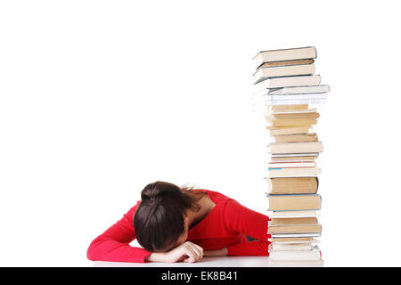 Femmina triste studente con difficoltà di apprendimento Foto Stock