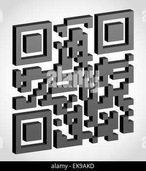 Abstract il codice QR visivamente 3d effetto illustrazione isolati su sfondo bianco Foto Stock