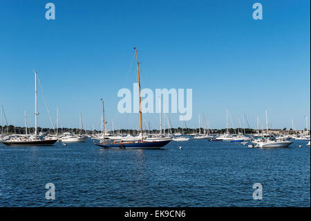 Barche nel porto, Newport, Rhode Island, STATI UNITI D'AMERICA Foto Stock