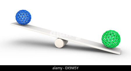Due sfere di concetto di equilibrio Foto Stock