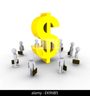 Imprenditori ammirando il simbolo del dollaro Foto Stock