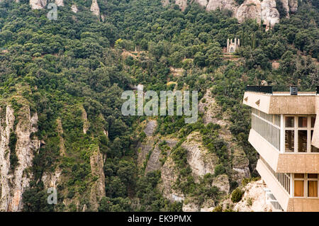 Monastero di Montserrat balcone, una splendida abbazia benedettina di alta montagna vicino a Barcelona, Spagna Foto Stock