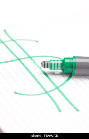 Marcatore e dipinto di dollaro foglio per notebook Foto Stock
