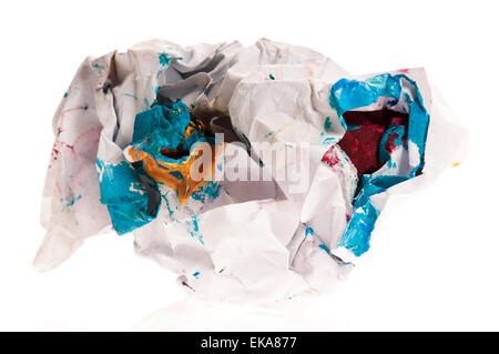 Carta sgualcita isolato su bianco Foto Stock