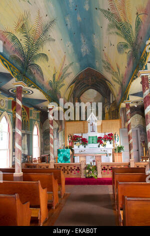 San Benedetto la Chiesa cattolica anche chiamato la Chiesa dipinta in Honaunau, Hawaii, Stati Uniti d'America. Foto Stock