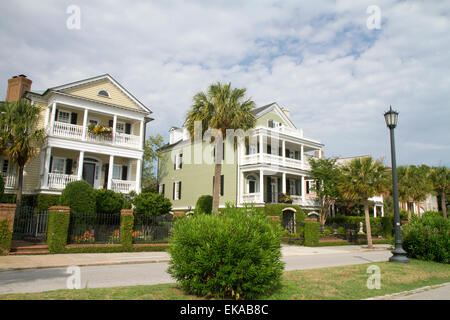 Case Antebellum a Charleston, Carolina del Sud, Stati Uniti d'America. Foto Stock