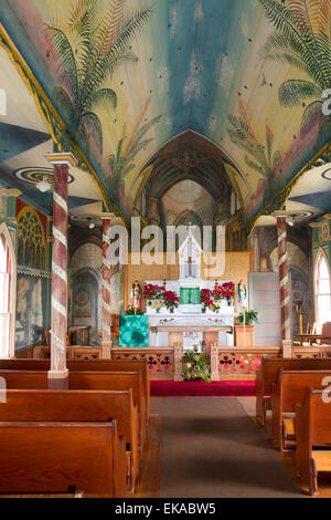 San Benedetto la Chiesa cattolica anche chiamato la Chiesa dipinta in Honaunau, Hawaii, Stati Uniti d'America. Foto Stock