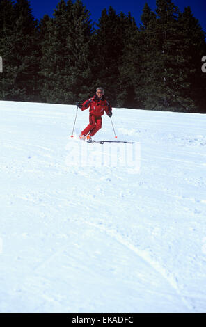 Dalla 11.500 piedi vertice di Sci, Ski Apache offre quasi 2.000 piedi verticali di fantastica sciata, Ruidoso, Nuovo Messico, Stati Uniti d'America. Foto Stock